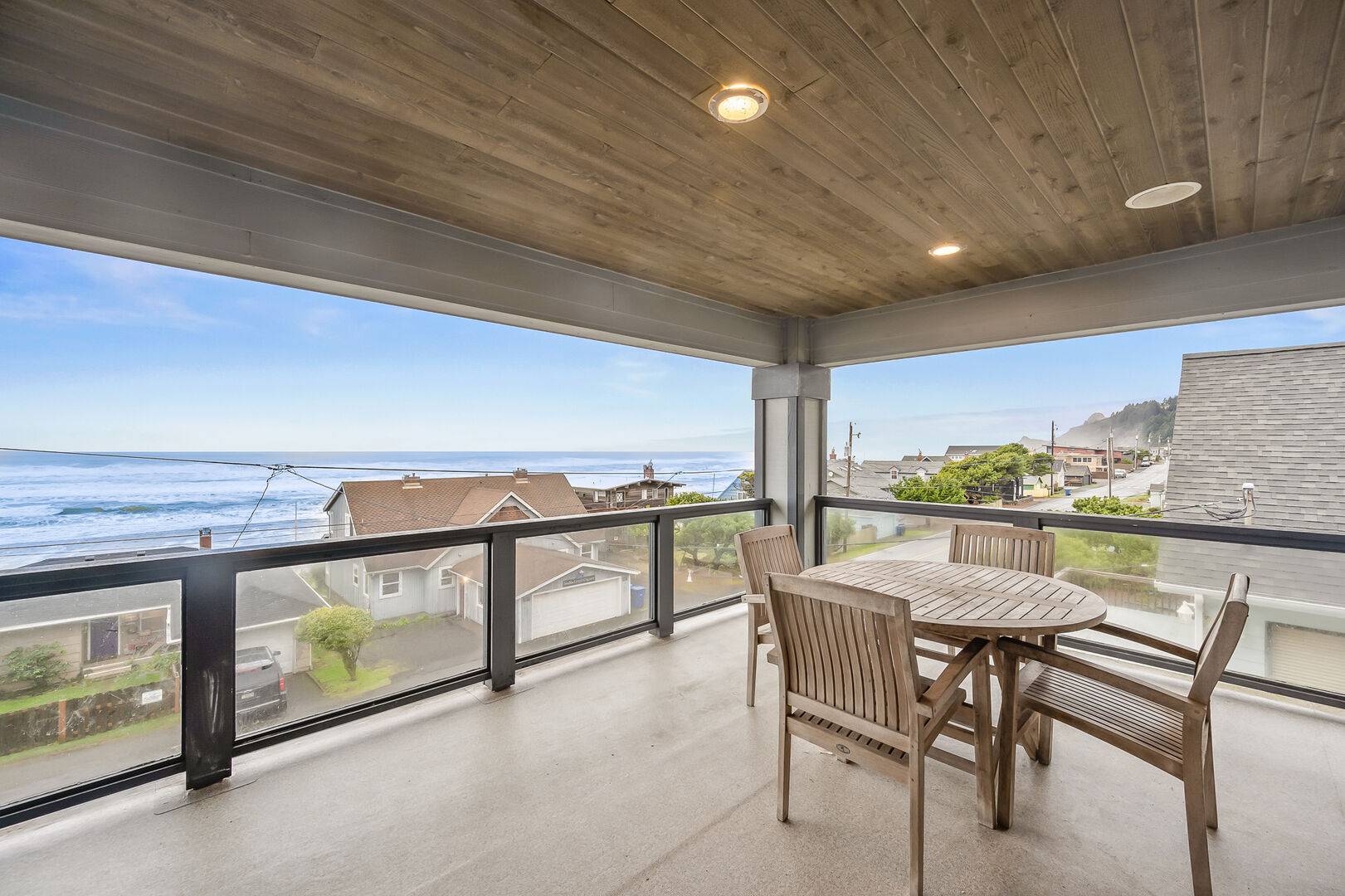 Inside Lincoln City Vacation Rental overlooking the beach